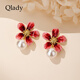 Qlady Spring Flower Earrings Women's Pearl Temperament Imitation Pearl Earrings 2025 New High-end Earrings Birthday Gift