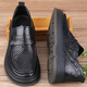 COOKOOS brand summer sandals thick sole genuine leather business casual leather shoes men's hole shoes hollow breathable foot cover big head leather shoes 6173 (black foot cover hollow) 40