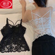 LangSha Bow Lace Beautiful Back Camisole with Padded Bra All-in-one Tube Bra Gathered Women's Anti-Sagging Outerwear Single Pack (Black) One Size Large Size (120-140Jin Jin is equal to 0.5kg)c