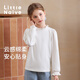 Little Naive girls long-sleeved T-shirt spring and autumn stand-up collar solid color fungus children's French inner top white 140