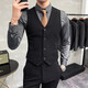 ROMON Slim Suit Vest Suit Male Wedding Groomsmen Group Dress Business Casual Large Size Work Wear Vest Top Black Single Vest M