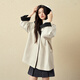 SEIFINI Classic Miu Contrast Color Hooded Windbreaker 2025 Autumn New Korean Style Loose Casual Jacket Beige M