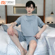 Modal Men's Pyjamas 2025 Nouveau short à manches courtes en coton Colon Colon Minage Été Casual Two-Pice Set Home Vêtements à grande taille 9922 # L [suggéré 100-120jin [Jin est égal à 0,5 kg]]]