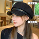 Beret duck cap for women British leather Korean style all-match painter's hat dome retro beret showing face in autumn and winter dark coffee