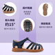 M1&M2 Spanish children's shoes, children's sandals, summer boys and girls Roman shoes, non-slip soft bottom Velcro toe-cap beach shoes, beige size 32, suitable for feet 19~20cm long