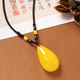 Fat Donglai's same style beeswax necklace, amber Pixiu pendant, retro sweater chain, men's and women's accessories 9-Beeswax Gourd