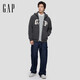 Gap men's and women's autumn polar fleece contrasting logo loose hooded zipper sweatshirt 786693