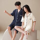 Summer Couple Pajamas Women's Men's Short Sleeve Summer Boys Can Wear Outerwear Home Clothes Set 2025 New Fashion QM55009 English Pocket Couple Style One Size Women's M+ Men's XL