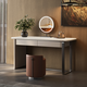 Jiajiahuan 2025 new Italian minimalist master bedroom dressing table with mirror marble bedroom high-end light luxury dressing table 0.8 meter dressing table + stool + mirror / Kari ice jade / gray titanium