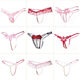 Women's sexy underwear can be used to flirt with pearls, feminine lace underwear, thong, Pretty in Pink, 3-pack S