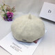 Wine Style Senior 2025 Autumn and Winter Hat Women's Korean Colored Wool Letter Beret Japanese Artistic Artist Hat Fashionable Beanie Hat Off-White M (56-58cm)