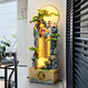 Canjiang (CANJIANG) Alpine flowing water ornaments circulating water feng shui wheel office living room floor-standing lucky water curtain wall opening gift decoration Jinhong Naji-Small