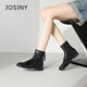 Zhuo Shini Autumn and Winter Slim Boots Short Boots Shoes French Wrinkle Thick Heel Small Naked Boots Black 37
