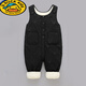G.DUCKKIDS children's overalls for boys and girls in autumn and winter all-in-one velvet cotton pants for babies with open stalls for children and infants thickened outer pants black plus velvet and thickened - 90