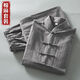 Zuosike Chinese style men's Tang suit women's Spring and Autumn Tai Chi practice Buddhist Zen Buddhist style tea clothes Han cotton linen retro stand-up collar plate linen five-button suit 3XL recommended 135-150 Jin Jin equals 0.5 kg
