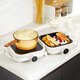 Corning 2.1L soup pot and multi-functional double-sided cooking combination, heat-resistant glass pot, electric ceramic stove, barbecue and shabu-shabu combination, 2.1L crystal pot + white double-sided cooking stove