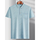 Camiseta de manga corta de cuello yinxin para la solapa de mediana edad de los hombres y ancianos camiseta de papá para papá para hombres de mediana edad, la camisa delgada de la delgada de hielo de la seda de hielo/9923 azul de bolsillo real M/165
