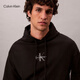 Calvin KleinJeans spring and autumn men's trendy American casual style classic simple ck letter loose sports hooded sweatshirt UB1-space black M