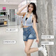 FHHUABD牛仔裙短裙女夏季2025新款防走光半身裙显瘦a字包臀韩版裙子 9892蓝色 XL X