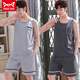 MiiOW einfarbiger Baumwollpyjama für Männer, Sommer, ärmellose Weste, Oberbekleidung, dünn, locker, groß, cool, kurzärmeliges Heimkleidungsset 9928 # Kurzarmshorts L empfohlen 100-125 Jin Jin entspricht 0,5 kg