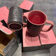 Starbucks Cup PINK Ceramic Mug Pink Handle High-Looking Creative Coffee Cup Desktop Water Cup Black Pink Goddess Cup 475ml