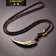 Farcoko brand obsidian wolf tooth necklace men's crystal jewelry wild charm birthday gift for friends high-end light luxury Bingyao large wolf tooth pendant + agate bead chain