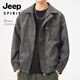 JEEP SPIRIT2025新款复古夹克男翻领秋冬美拉德美式潮流工装痞帅机车皮衣外套 咖色  升级款G1572 M 建议110斤以下