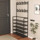 Xinwujia Multifunctional Shoe Rack, Clothes and Hat Integrated Household Entry Door Storage Rental Layer Simple, Strong and Durable Black Four Layers Long 60 Damage Compensation Guaranteed