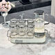 Yangma recommends light luxury glass water set ins air-cooled kettle for living room household high temperature resistant tea making housewarming gift silver edge corrugated-1 pot 6 cups+cup holder+holder_tray+