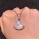 Wei Ci diva fan-shaped necklace for women 18K rose gold white mother-of-pearl carnelian with diamonds small skirt pendant clavicle chain white mother-of-pearl with diamonds