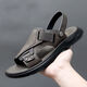 Fat Donglai DL [Recommended by Central Mom] Sandals for men's summer new men's casual outdoor beach shoes men's breathable sandals 2025 ying black 9923 38
