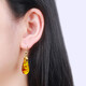 Wanke natural amber flower drop earrings 14K gold-filled earrings simple and elegant earrings pendant necklace set natural flower amber earrings + pendant (with silver-plated chain