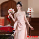 Ma Feixuan's toasting attire, bride's new style, new Chinese style tube top, engagement wedding evening dress, women's dressing gown, back door pink M