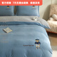 Mercury series 180 count high-end embroidered milk velvet bed four-piece set Class A baby velvet children's coral velvet quilt cover plus velvet Coco Bear - sea salt blue + light gray antistatic + thickened + no shedding 1.5m fitted sheet four-piece quilt cover 220*240 antistatic + thickened + no shedding