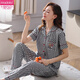 Modal summer pure cotton pajamas women's short-sleeved trousers thin new style plaid pure cotton summer mother home clothes FTX-9922 M - Recommended 80-95Jin [Jin equals 0.5 kg]