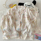 Catman Miiow Drei-teilige Pyjamas für Frauen im Sommer kurzärmelige Hose süße Cartoon-Strickjäde Girl Cloud Cotton Summer Home Clothing Set JS-9905# Schwarzes Liebes-drei-Stück-Kurzärärmel-Top + M 155-162 Gewicht 100 Jin [Jin gleich 0,5 kg]