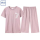 
Yuyin Mom pajamas thin summer cotton short-sleeved cropped pants middle-aged women's round neck cotton large-size home clothing set 6626# [Cardsuit] M [Suggestion 80-100Jin [Jin equals 0.5 kg]]