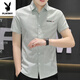 
Playboy (PLAYBOY) summer short-sleeved shirt for men Korean style casual and versatile simple half-sleeved shirt handsome inch shirt lapel top 844 green M 80-104Jin [Jin equals 0.5 kg]