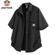 Paul Frank short-sleeved shirt men's summer loose casual shirt men's trendy brand top jacket men's black XL