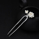 KZD Old Phoenix 999 sterling silver silver hairpin double flower U-shaped hairpin ancient style replica hairpin headdress for women white light peach blossom