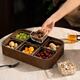 Flower Language Four Seasons Home Living Room Dried Fruit Box Solid Wood Nut Snack Storage Box 2025 New Chinese Style Melon Seed Candy Compartmented Fruit Plate Jinfu Handle 4 Compartments Rounded Corners Single Layer + 4 Square Bowls