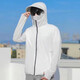 2025 Ice Silk Men's Summer Thin Jacket American Style Hooded Sun Protection Jacket Men's Fishing Wear AKX Sky Blue 4XL