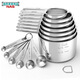 Stainless Steel Measuring Spoon and Measuring Cup Set Baking Graduated Cooking Seasoning Spoon Measuring Tool Measuring Cup Regular Measuring Cup + Round Measuring Spoon 13-piece Set