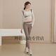 Youyou 2025 new autumn and winter suit women's yoga suit sports tight Pilates training long-sleeved top running coffee top + brown fake two-piece yoga pants M (recommended 100-115 Jin Jin equals 0.5 kg)