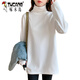 Woodpecker German velvet turtleneck bottoming shirt for women with thickened warm loose large size mid-length top fashionable long-sleeved T-shirt trendy AD0189 white M 95-115Jin Jin is equal to 0.5 kg