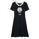 Dryworld New Chinese Retro Schwarz große Größe Frauenkleidung Fett MM Mutter Mutter mit kurzem Ärmeln Sommer neuer Stil Rich Lady Slim Black [1585 High-End-Stoff] l