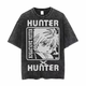 SUMI动漫全职猎人hunter x hunter复古做旧夏季纯棉水洗短袖t恤男 水洗黑B1283 S