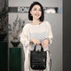 Fluid [Mist Ink Sea of ​​Flowers] RONGRONG One-length collar transparent hook lace irregular top ZGC6J1392 Black 3636/ (100Jin [Jin equals 0.5 kg] Inner Fluid Size) S