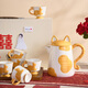 DearDali wedding gift for newlyweds, girlfriends, wedding, engagement, high-end practical living room water cups and water sets, complete tea set set, high-end gift box, orange cat water set, one pot, six cups + tray