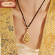 CAOX Fulu women's pure silver 9999 new Chinese sweater chain Tang grass pattern transfer bead tracing gold necklace sterling silver Fulu gourd.9999 pure silver pendant (rotatable